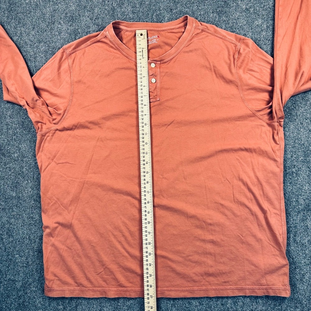 UNTUCKit Long-Sleeve Pima Cotton Zede Henley Shirt Men's 2XL Orange Stretch Big - Picture 8 of 10
